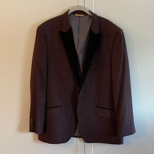 Haggar Men's Black and Red Checkered Blazer